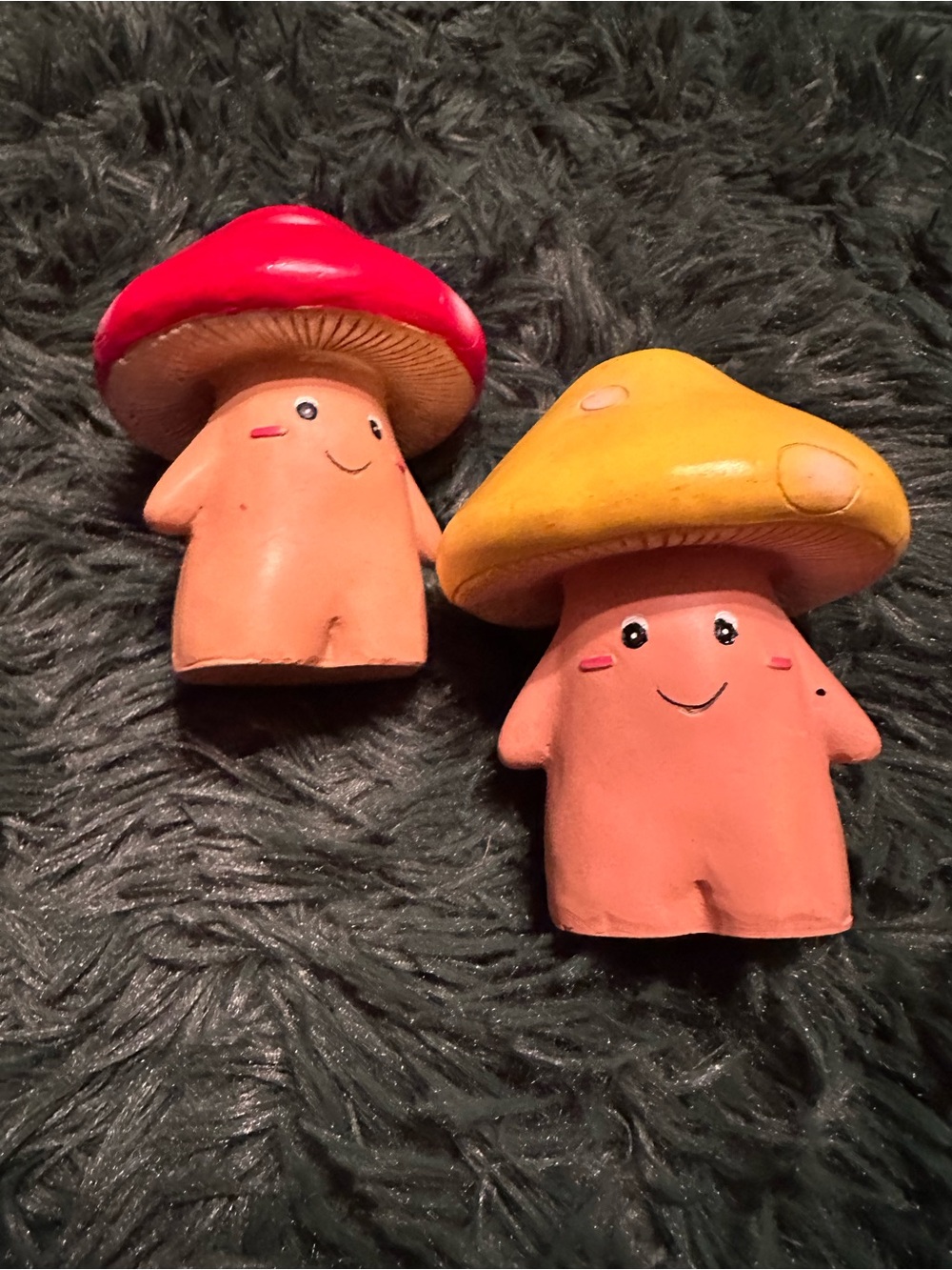 3/$25 ✨ Cute Kawaii Mushroom Figurine Set | Hand Painted Woodland Decor | 2 Piec